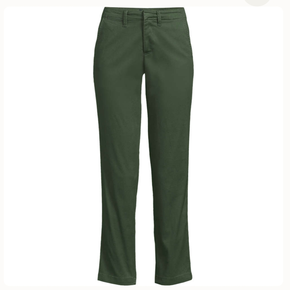 New Lands' End Mid Rise Classic Straight Leg Chino Ankle Pants, 24W